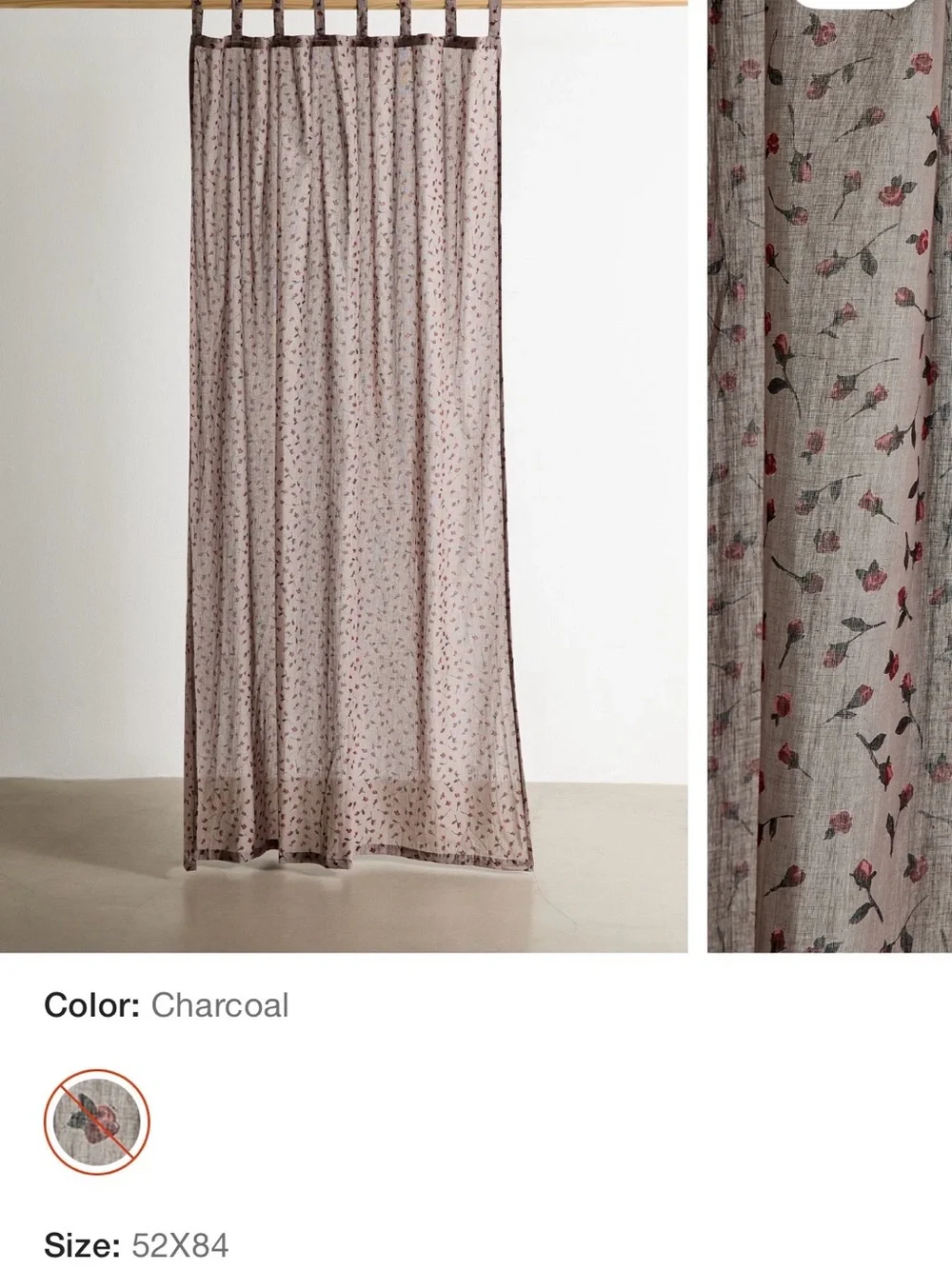 Urban Outfitters Rosebud Curtain Panels (2)